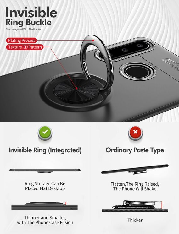 Защитный чехол UniCase Magnetic Ring для Huawei P40 Lite E - All Black: фото 10 из 17