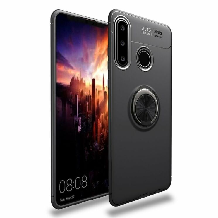 Защитный чехол UniCase Magnetic Ring для Huawei P40 Lite E - All Black: фото 1 из 17