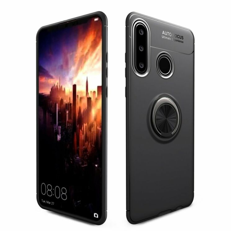 Защитный чехол UniCase Magnetic Ring для Huawei P40 Lite E - All Black: фото 5 из 17