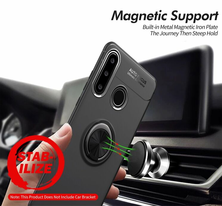 Защитный чехол UniCase Magnetic Ring для Huawei P40 Lite E - All Black: фото 13 из 17