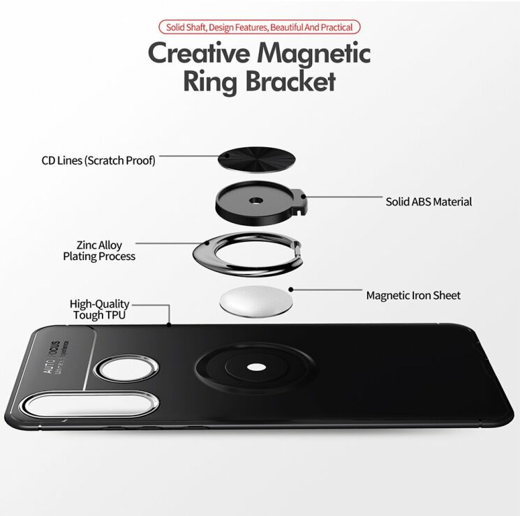 Защитный чехол UniCase Magnetic Ring для Huawei P40 Lite E - All Black: фото 14 из 17