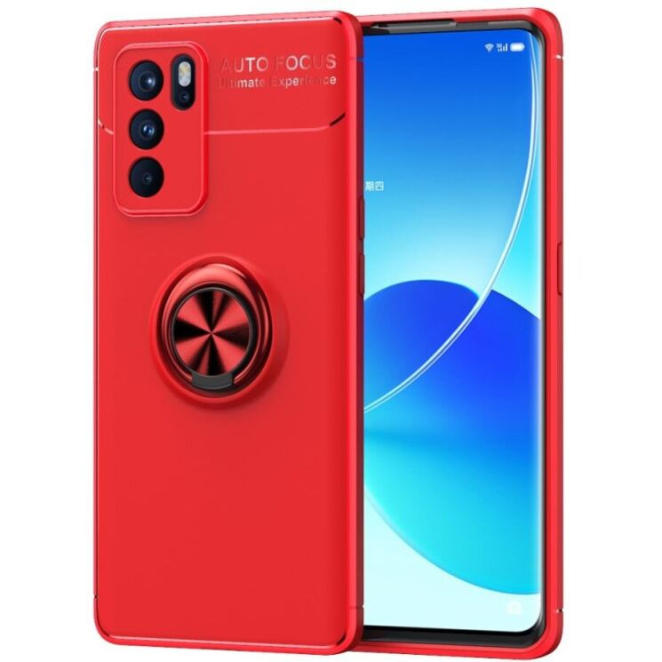 Чехол с магнитным кольцом UniCase Magnetic Ring для OPPO Reno 6 Pro / 6 Pro Plus - Red: фото 1 из 15