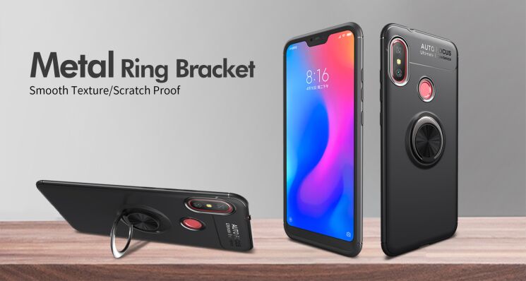 Защитный чехол UniCase Magnetic Ring для Xiaomi Redmi 6 Pro / Mi A2 Lite - Red: фото 2 из 12