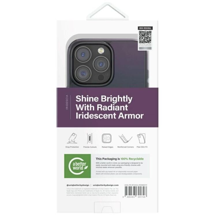Захисний чохол UNIQ Iridescia для Apple iPhone 16 Pro Max - Midnight Quartz: фото 5 з 8