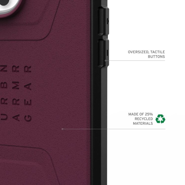 Защитный чехол URBAN ARMOR GEAR (UAG) Civilian MagSafe для Apple iPhone 16 Pro Max - Bordeaux: фото 8 из 10