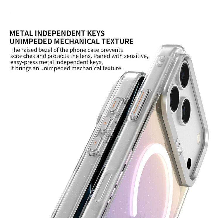 Защитный чехол ZGA Crystal Mag Shine для Apple iPhone 18 Pro Max - Glitter / Silver: фото 9 из 10