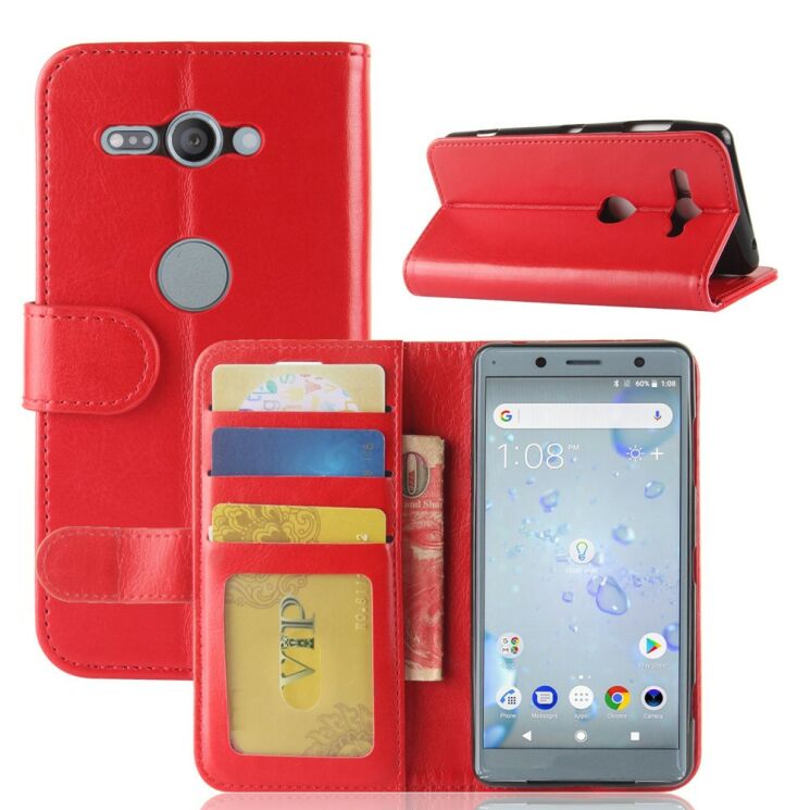 Чехол-книжка Deexe Wallet Style для Sony Xperia XZ2 Compact - Red: фото 2 из 9