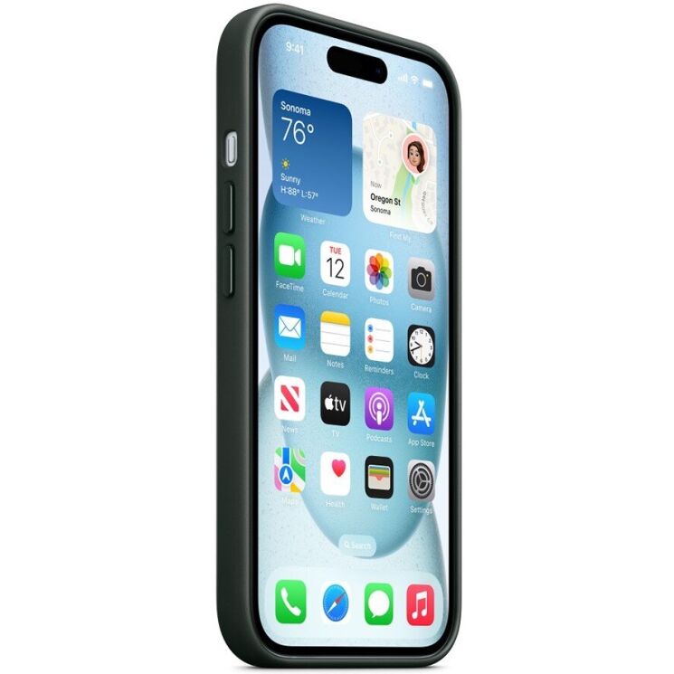 Оригинальный чехол FineWoven MagSafe для Apple iPhone 15 (MT3J3) - Evergreen: фото 6 из 6