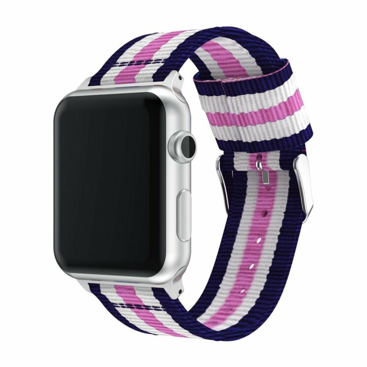 Ремешок UniCase Nylon для Apple Watch 42 (Series 10) / 41 / 40 / SE 40 / 38 - Blue / White / Pink: фото 2 из 10