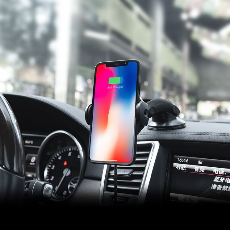 Автомобильный держатель Hoco CA35 с функцией беспроводной зарядки - Black: фото 7 из 7