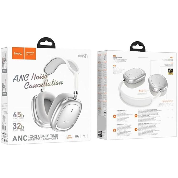 Беспроводные наушники HOCO W68 Calma ANC - Silver (400336S) Беспроводные наушники HOCO W68 Calma ANC - Silver: фото 4 из 13
