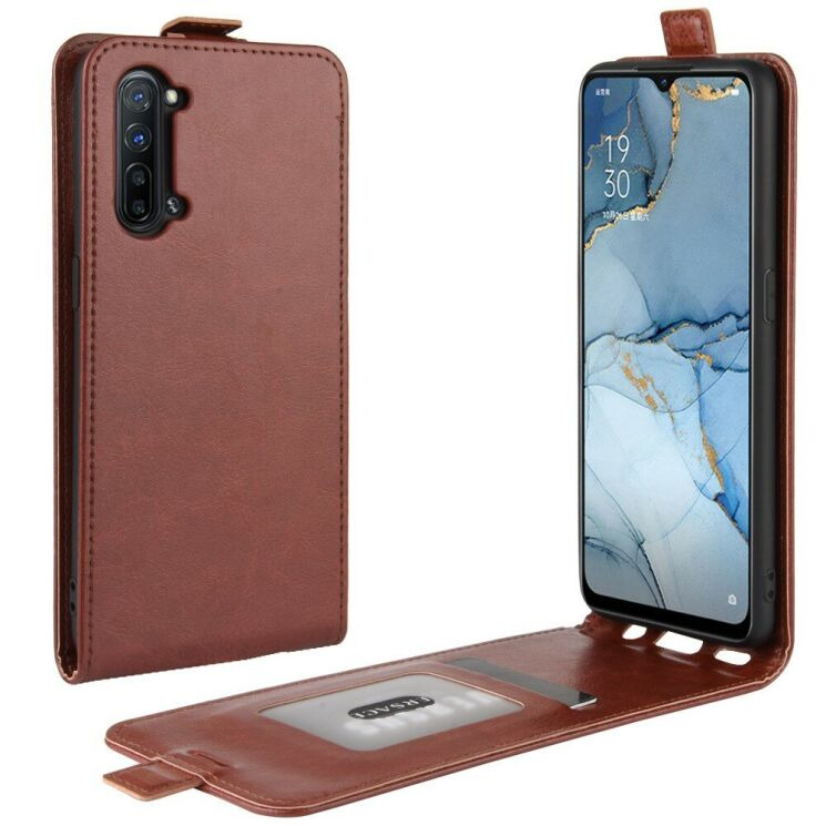 Чехол Deexe Flip Case для OPPO Reno 3 - Brown: фото 1 из 7