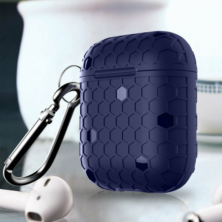 Чехол Deexe Honeycomb Pattern для Apple AirPods 1 / 2 - Blue: фото 1 из 8
