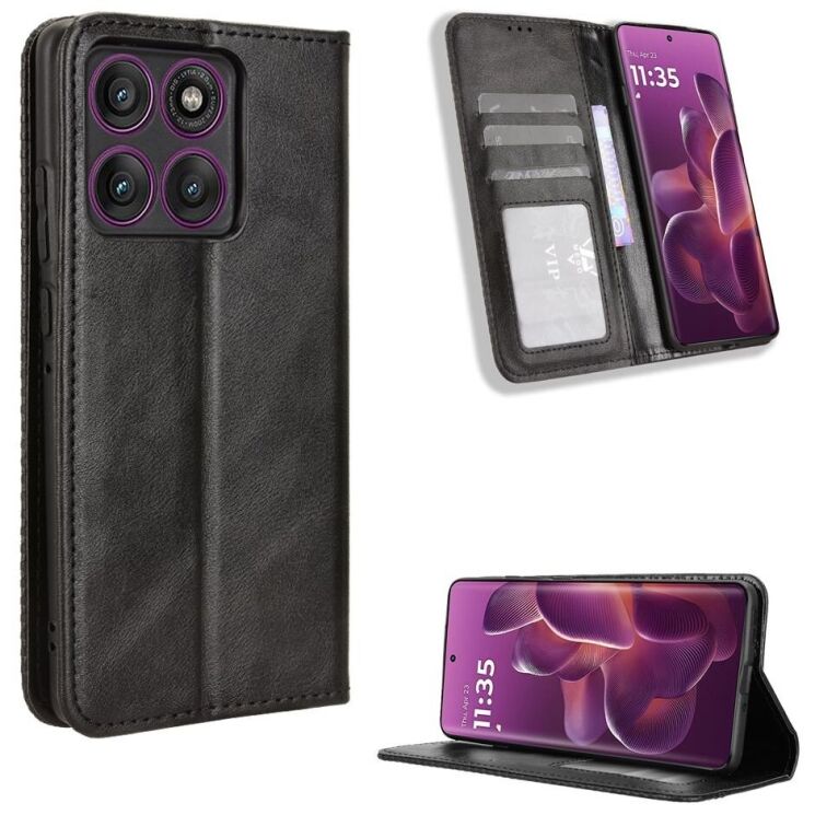 Чохол Deexe Retro Style для Motorola Edge 60 Pro - Black: фото 1 з 19