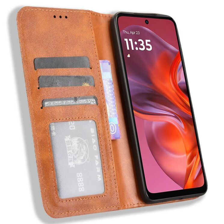 Чехол Deexe Retro Style для Motorola Moto G05 / Moto E15 - Brown: фото 2 из 7