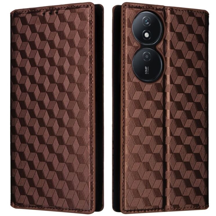 Чехол Deexe Rhombus Book для Honor X7b - Brown: фото 1 из 7