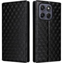 Чехол Deexe Rhombus Book для Motorola Moto G77 - Black: фото 1 из 10