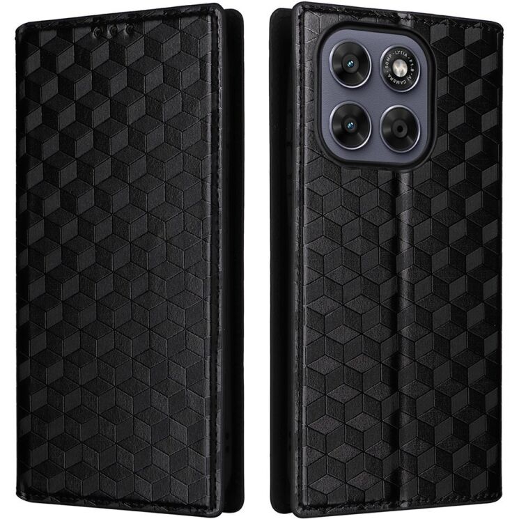 Чехол Deexe Rhombus Book для Motorola Moto G77 - Black: фото 1 из 10