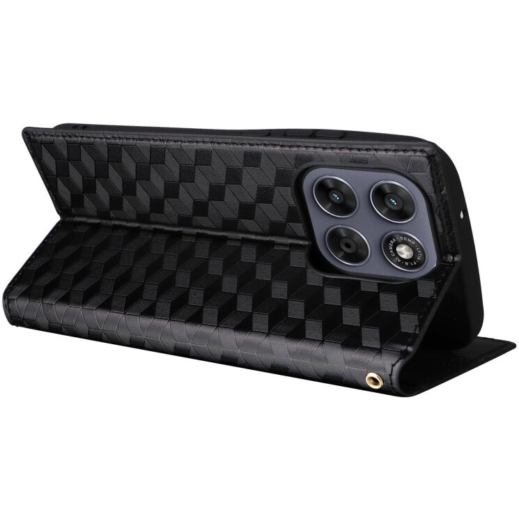 Чехол Deexe Rhombus Book для Motorola Moto G77 - Black: фото 5 из 10