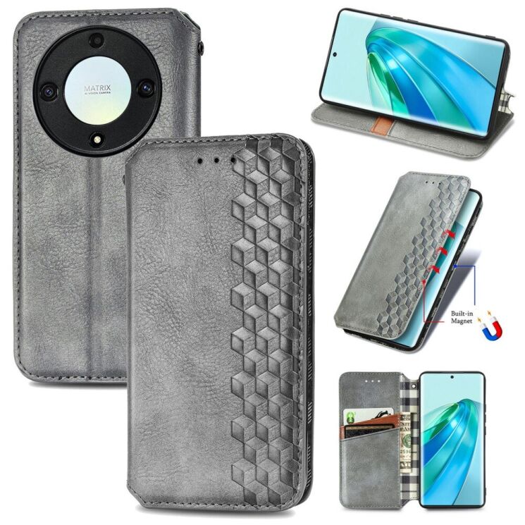 Чехол Deexe Rhombus Wallet для Honor Magic 5 Lite - Grey: фото 4 из 9