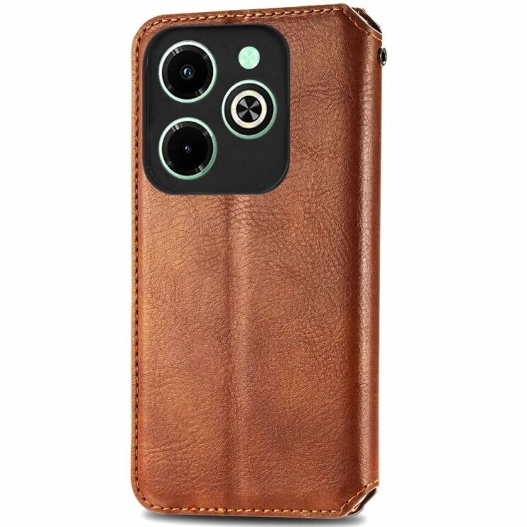 Чехол Deexe Rhombus Wallet для Infinix Hot 40i - Brown: фото 5 из 6