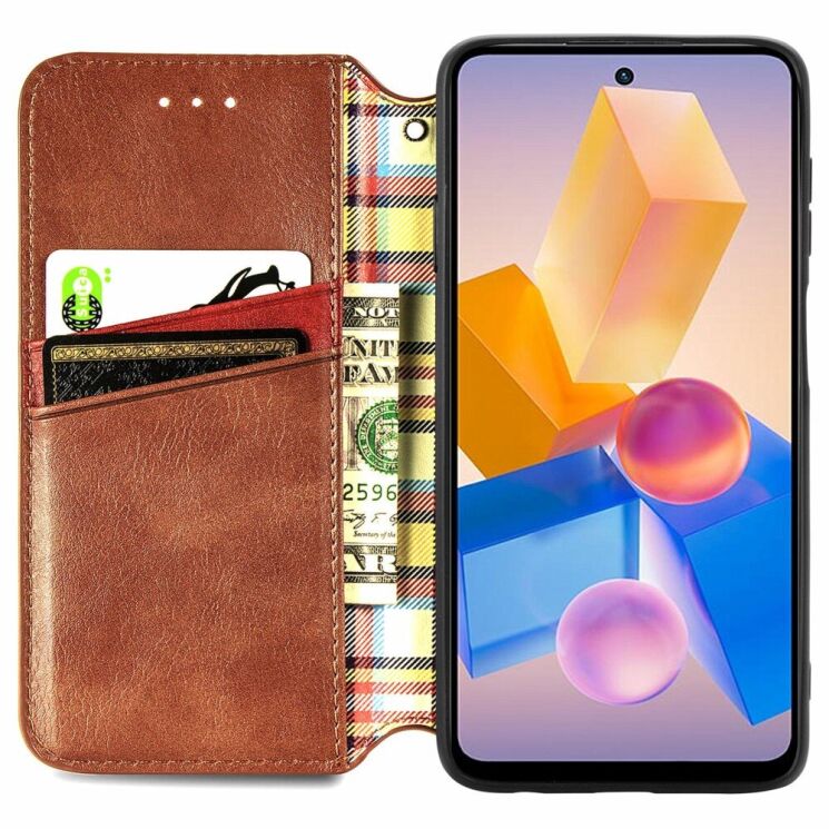 Чехол Deexe Rhombus Wallet для Infinix Hot 40i - Brown: фото 2 из 6