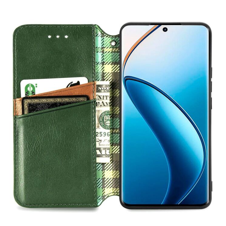 Чехол Deexe Rhombus Wallet для Realme 12 / 12 Plus - Green: фото 2 из 6
