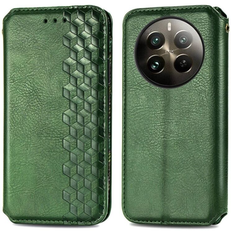 Чехол Deexe Rhombus Wallet для Realme 12 / 12 Plus - Green: фото 1 из 6