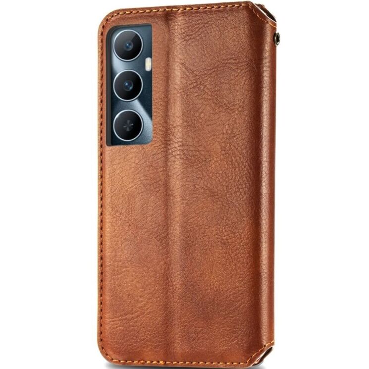 Чехол Deexe Rhombus Wallet для Realme C65 - Brown: фото 5 из 9