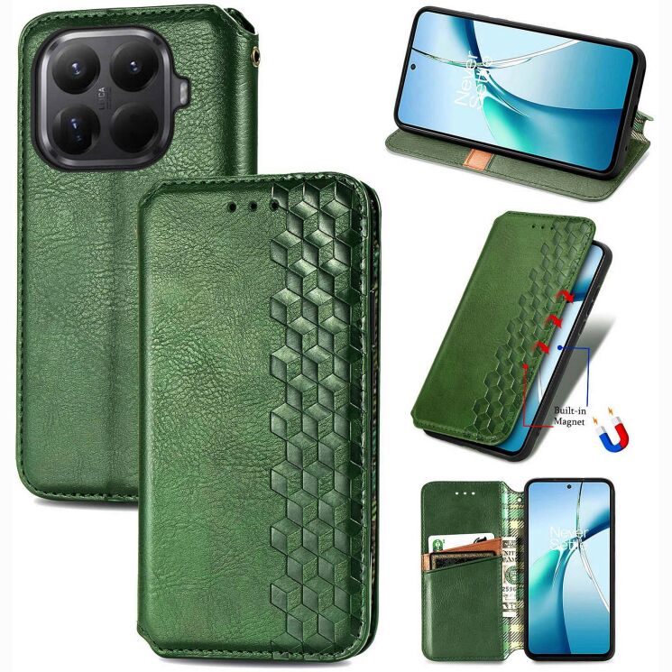 Чехол Deexe Rhombus Wallet для Xiaomi 17T - Green: фото 1 из 8