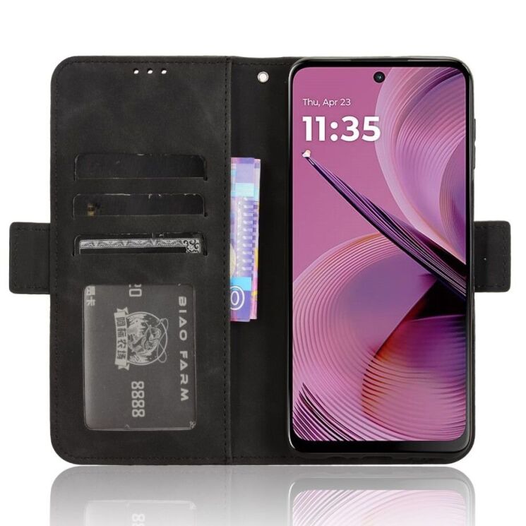 Чехол Deexe Wallet Stand для Motorola Moto G55 - Black: фото 3 из 7