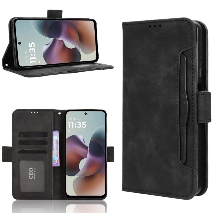Чохол Deexe Wallet Stand для Motorola Moto G56 - Black: фото 8 з 14