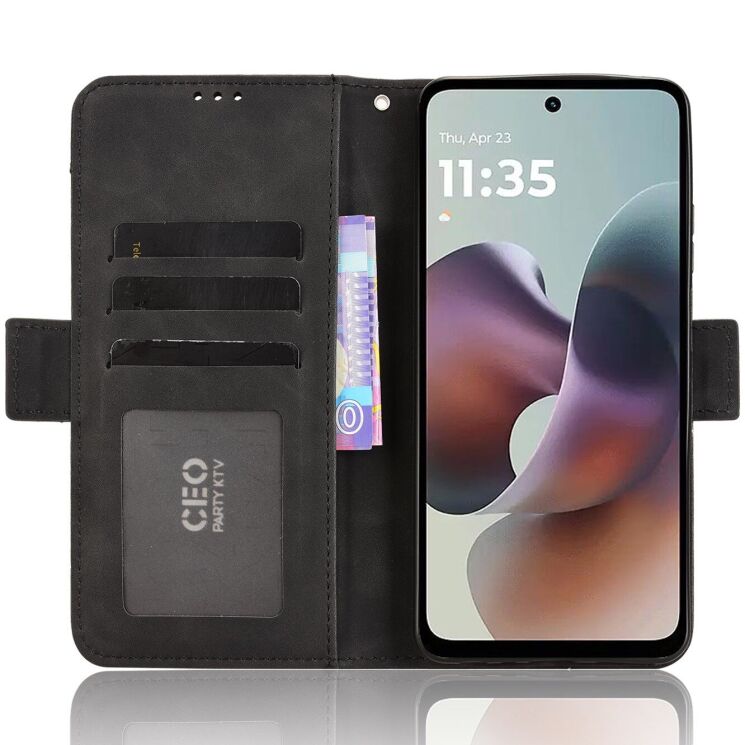 Чохол Deexe Wallet Stand для Motorola Moto G56 - Black: фото 5 з 14
