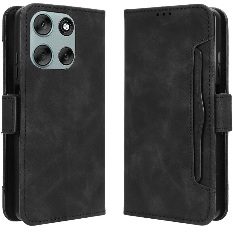 Чохол Deexe Wallet Stand для Motorola Moto G56 - Black: фото 1 з 14