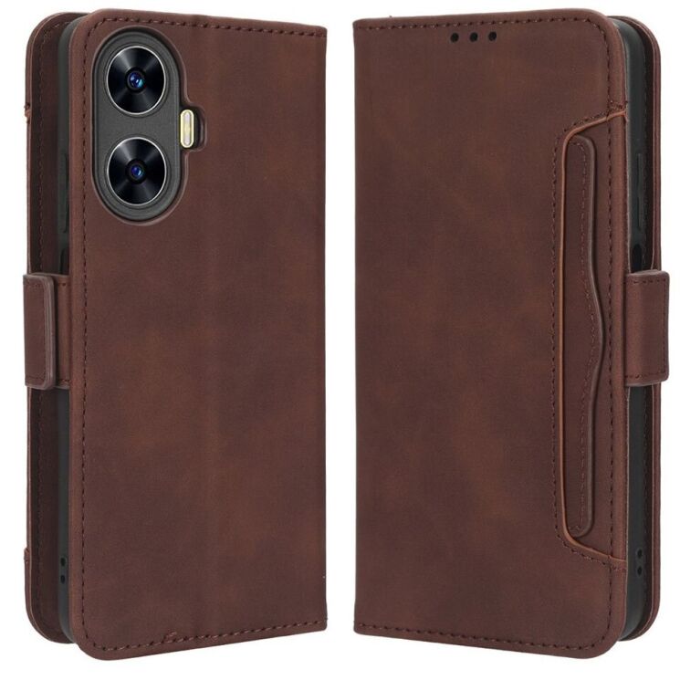 Чехол Deexe Wallet Stand для Realme C55 - Brown: фото 1 из 8