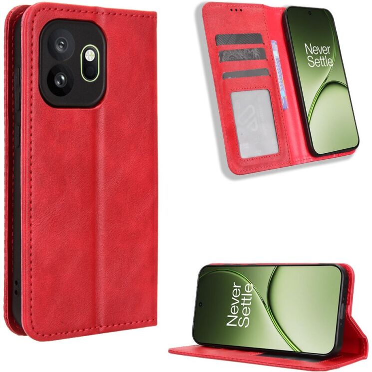 Чехол-книжка Deexe Retro Style для OnePlus 15T - Red: фото 1 из 19