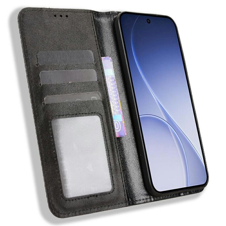 Чехол-книжка Deexe Retro Style для OPPO Reno 15 - Black (405700B) Чехол-книжка Deexe Retro Style для OPPO Reno 15 - Black: фото 3 из 7