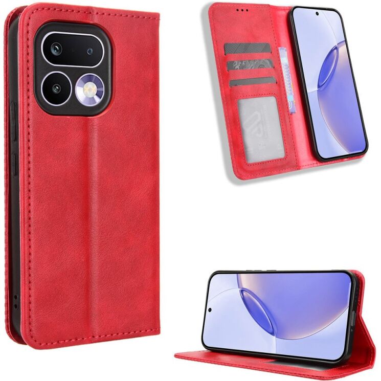 Чехол-книжка Deexe Retro Style для Realme 16 Pro - Red: фото 2 из 20