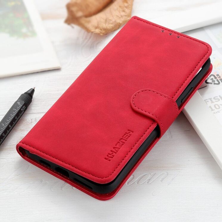 Чехол-книжка с застежкой KHAZNEH Retro Wallet для Realme GT2 Pro - Red: фото 5 из 11