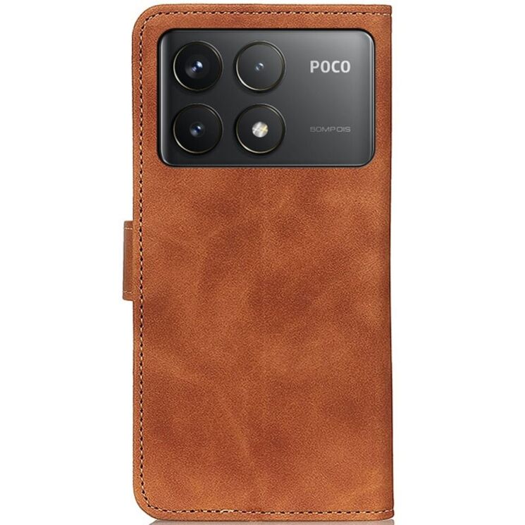 Чехол-книжка KHAZNEH Retro Wallet для Xiaomi Poco F6 Pro - Brown: фото 5 из 9