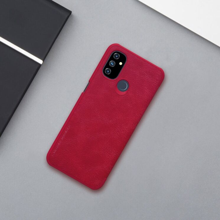 Чехол-книжка NILLKIN Qin Series для OnePlus Nord N100 - Red: фото 7 из 18