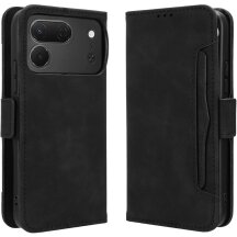 Чехол-книжка с карманами Deexe Wallet Stand для TECNO Spark 50 Pro - Black: фото 1 из 8