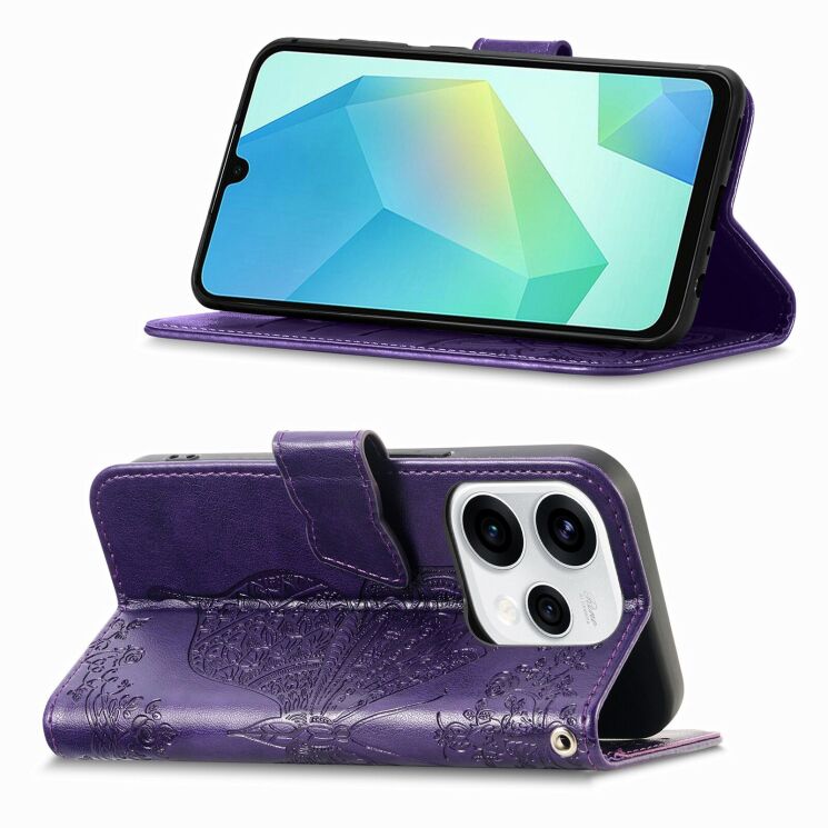 Чехол-книжка с рисунком UniCase Butterfly Pattern для OPPO Reno 15 - Dark Purple: фото 2 из 9