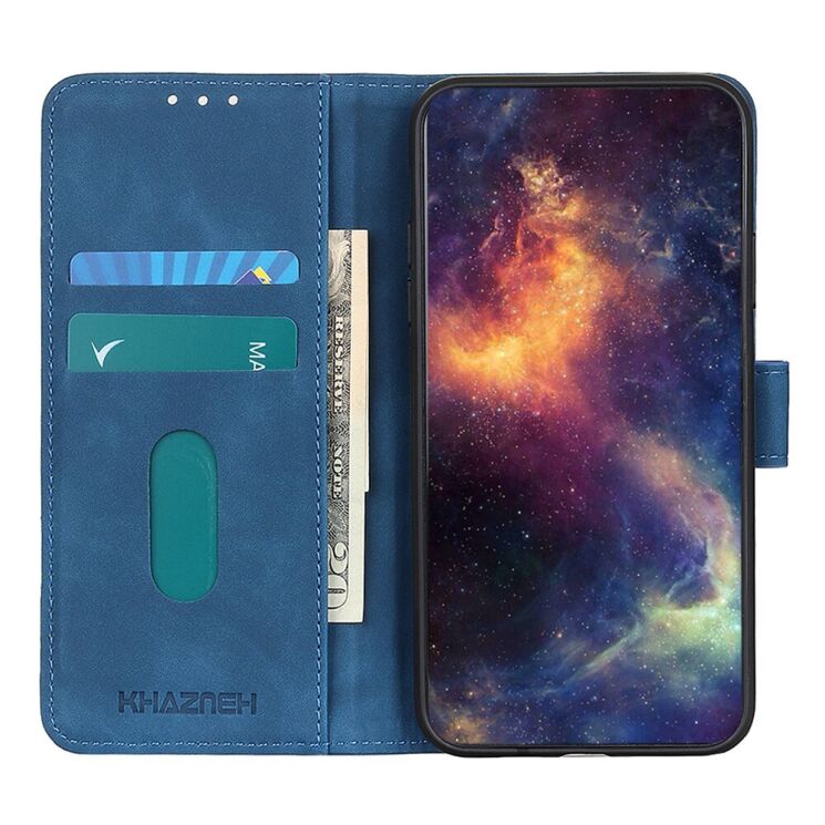 Чехол-книжка с застежкой KHAZNEH Retro Wallet для Motorola Edge 70 Fusion - Blue: фото 3 из 7