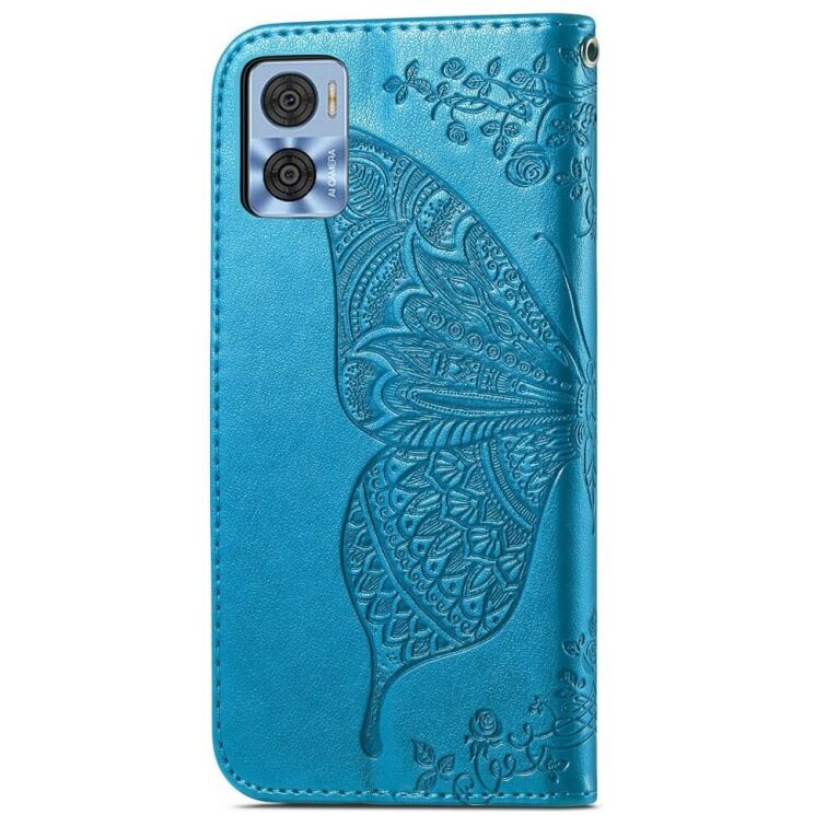 Чехол-книжка с рисунком UniCase Butterfly Pattern для Motorola Moto E22 - Blue: фото 5 из 8