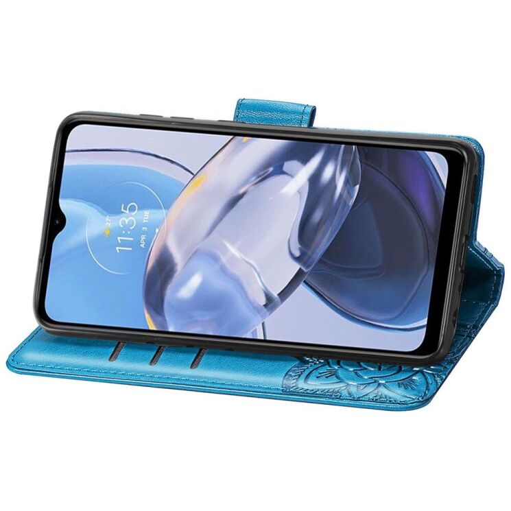 Чехол-книжка с рисунком UniCase Butterfly Pattern для Motorola Moto E22 - Blue: фото 3 из 8