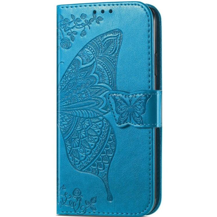 Чехол-книжка с рисунком UniCase Butterfly Pattern для Motorola Moto E22 - Blue: фото 4 из 8