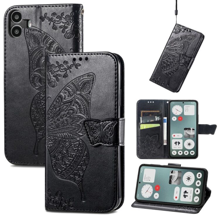 Чехол UniCase Butterfly Pattern для Nothing CMF Phone 1 - Black: фото 4 из 9
