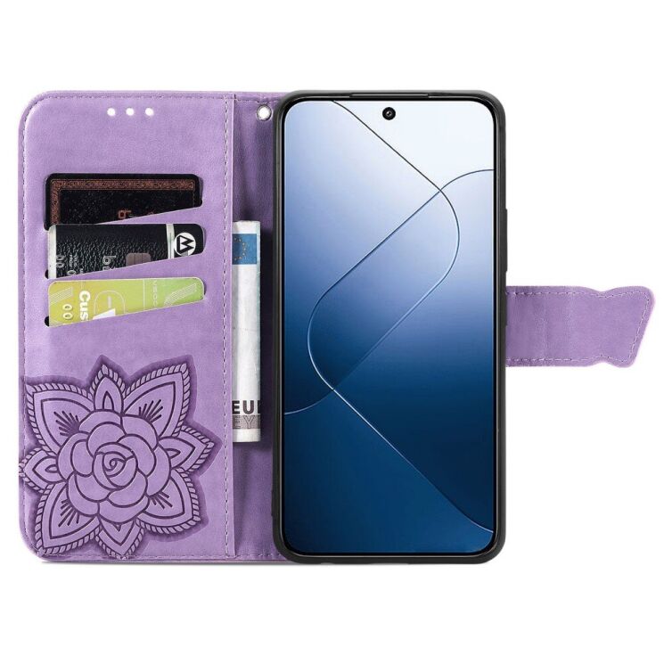 Чехол UniCase Butterfly Pattern для Xiaomi 14 Pro - Light Purple: фото 2 из 5