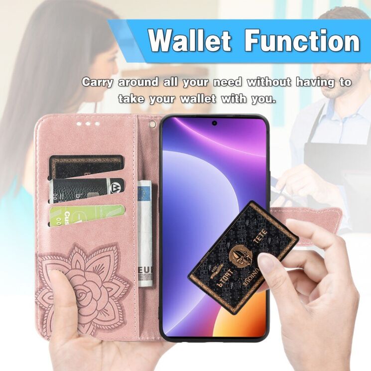 Чехол UniCase Butterfly Pattern для Xiaomi Poco F5 / Redmi Note 12 Turbo - Pink: фото 6 из 9